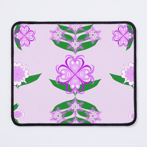 Item preview, Purple Heart Shaped Floral Ornaments with Green Leaves on Pastel Pink Background designed and sold by Ei-Ei.