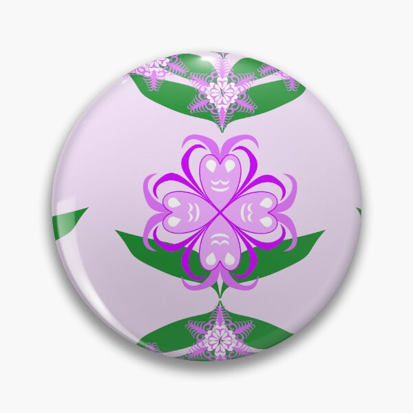 Item preview, Purple Heart Shaped Floral Ornaments with Green Leaves on Pastel Pink Background designed and sold by Ei-Ei.