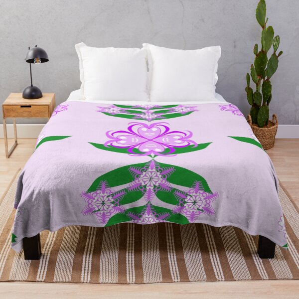 Item preview, Purple Heart Shaped Floral Ornaments with Green Leaves on Pastel Pink Background designed and sold by Ei-Ei.