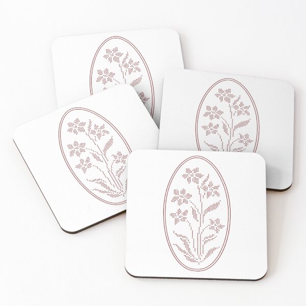 Item preview, Vintage Red Botanical Floral Motif in Oval Frame - 04 designed and sold by ivyysophia.