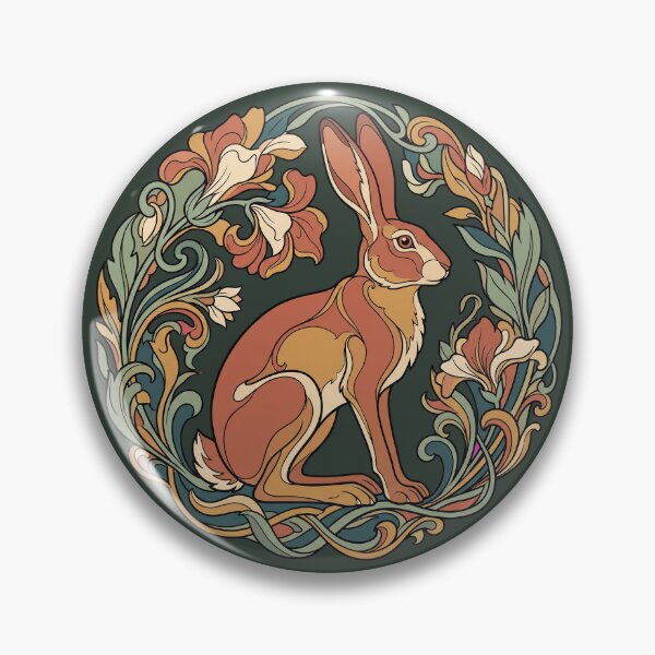 Item preview, Art Nouveau Hare Wreath Floral designed and sold by Rariks.