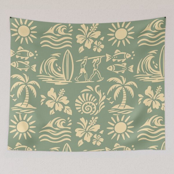 Item preview, Retro Surf Beach Icons Hawaii Surfing Palm Wave designed and sold by brandingpro.
