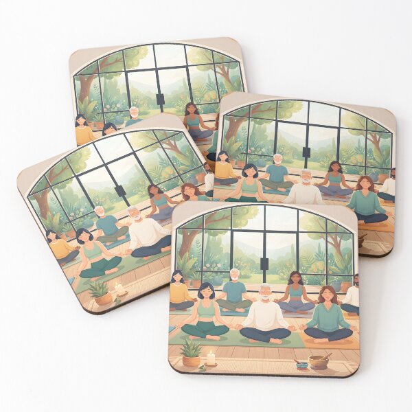 Item preview, Diverse group meditating in yoga studio designed and sold by homydesign.