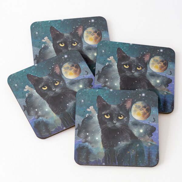 Item preview, Black Cat, Moon and Enchanted Forest designed and sold by Znamira.