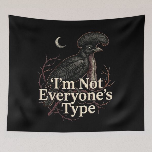 Item preview, Long-wattled Umbrellabird Shirt - I'm Not Everyone's Type - Gothic Halloween Bird Tee - Victorian Dark Apparel designed and sold by Max Store.