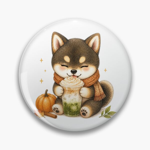 Item preview, Sesame Shiba Inu with a Pumpkin Spice Matcha Latte designed and sold by Kawaii Matcha Studio.