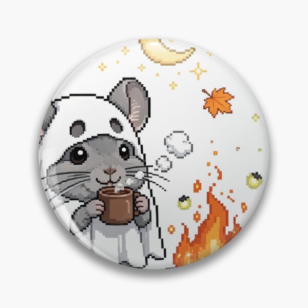 Item preview, Chinchilla Ghost Cocoa Pixel Art — Cozy Halloween Campfire designed and sold by Ebodega.