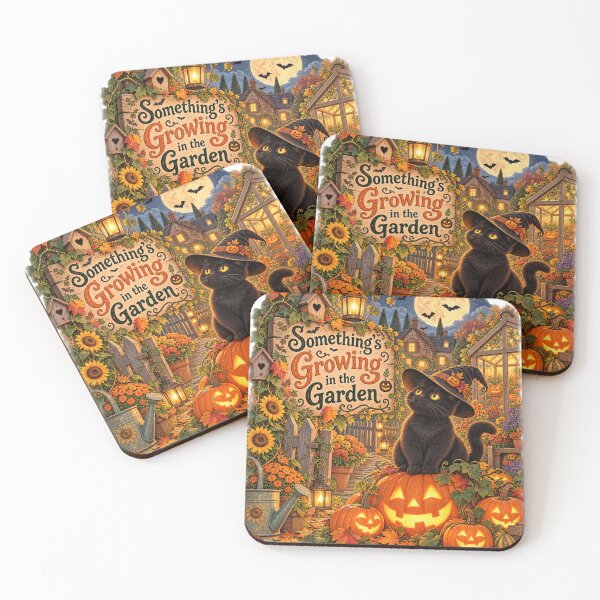 Item preview, Something’s Growing in the Garden – Funny Black Cat Halloween designed and sold by Salem Garden Stories.