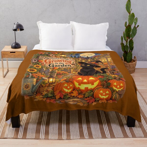 Item preview, Something’s Growing in the Garden – Funny Black Cat Halloween designed and sold by Salem Garden Stories.