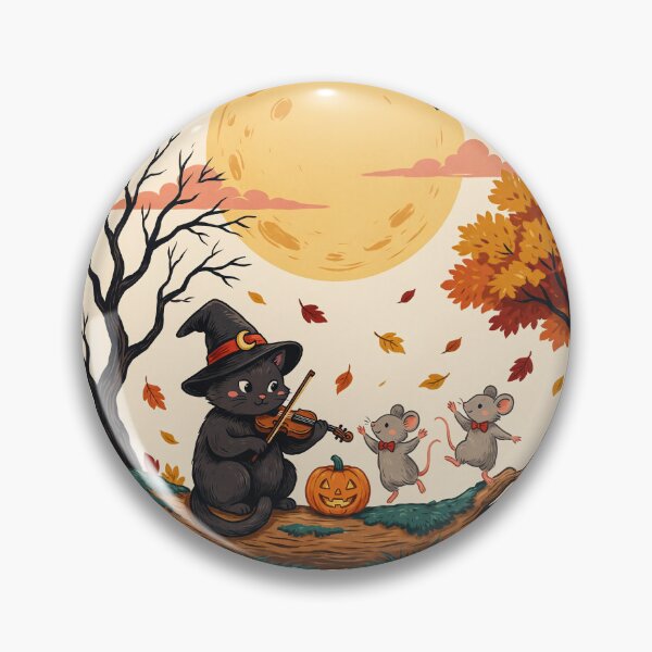 Item preview, Happy Halloween Black Cat Violinist with Dancing Mice designed and sold by NuvoraNest.