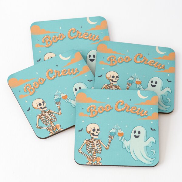 Item preview, Boo Crew Vintage Halloween Ghost and Skeleton Drinking designed and sold by NuvoraNest.