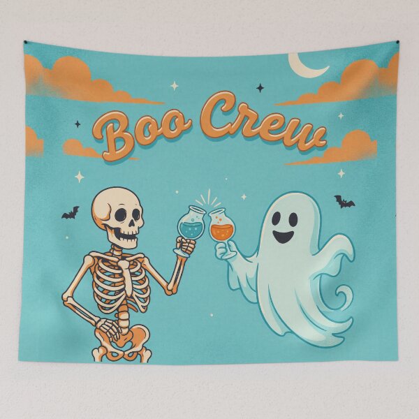 Item preview, Boo Crew Vintage Halloween Ghost and Skeleton Drinking designed and sold by NuvoraNest.