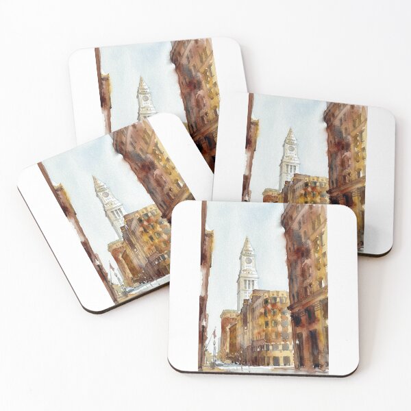 Item preview, Boston Custom House Tower Watercolor Street designed and sold by caracatita75.