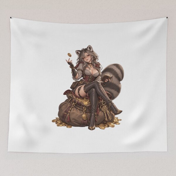 Item preview, Fortune's Favorite – Mischievous Anime Raccoon Girl designed and sold by Christian Weiss.
