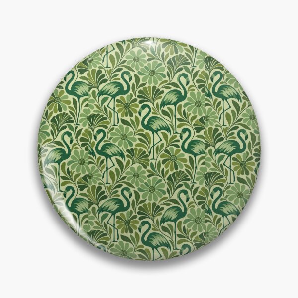 Item preview, Green Flamingo Pattern – Retro Botanical Flowers and Leaves designed and sold by Paper-Pickle.