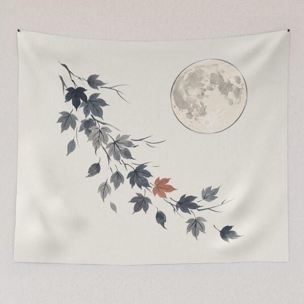 Item preview, Harvest Moon Rising | Sumi-e Ink Wash Full Moon Art designed and sold by Mora Atelier Designs.