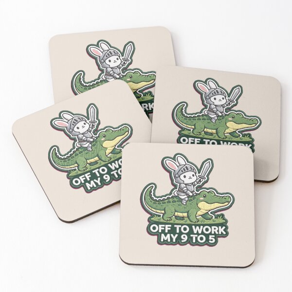 Item preview, Bunny Knight Off to Work My 9 to 5 - Relatable Work Humor designed and sold by dudelinart.