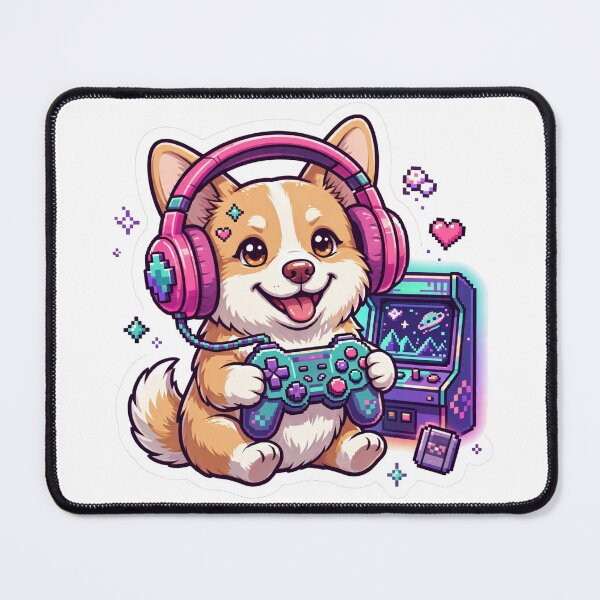 Item preview, Cute Corgi Wearing Gaming Headphones with Controller designed and sold by Wild Shades.