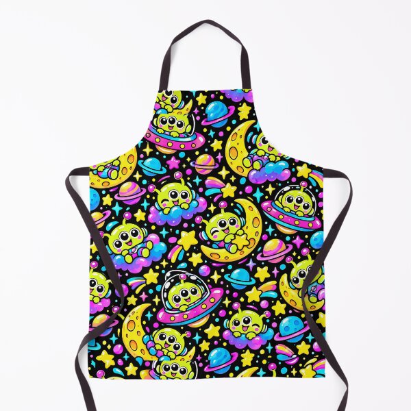 Item preview, Three Eyed Alien Flying Cute Neon UFO designed and sold by Thai Vibe Studio.