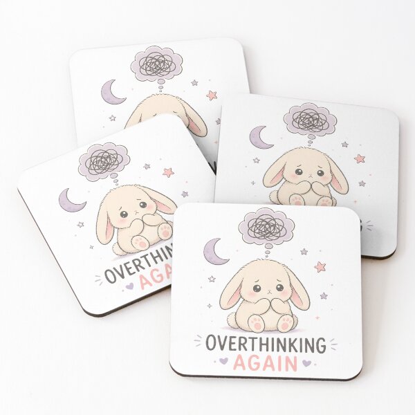 Item preview, Overthinking Again Bunny – Cute Anxious Rabbit, Introvert Humor & Relatable Mental Health Art designed and sold by dreamz-world.