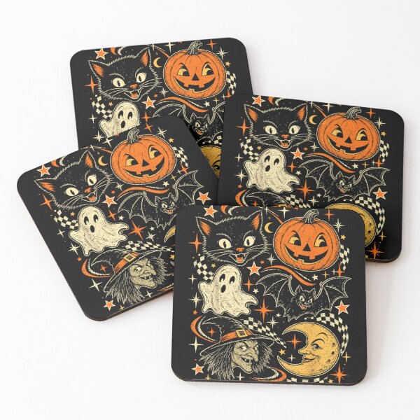 Item preview, Retro Halloween Witch Ghost Black Cat Spooky Pumpkin Moon designed and sold by hoganpineda.