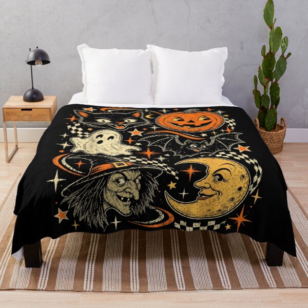 Item preview, Retro Halloween Witch Ghost Black Cat Spooky Pumpkin Moon designed and sold by hoganpineda.