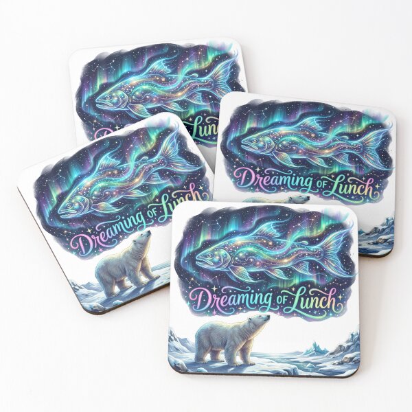 Item preview, Dreaming of Lunch Polar Bear Aurora Fish Art designed and sold by Sanan Israyilli.