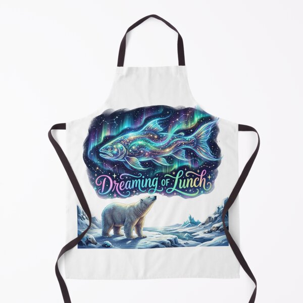 Item preview, Dreaming of Lunch Polar Bear Aurora Fish Art designed and sold by Sanan Israyilli.