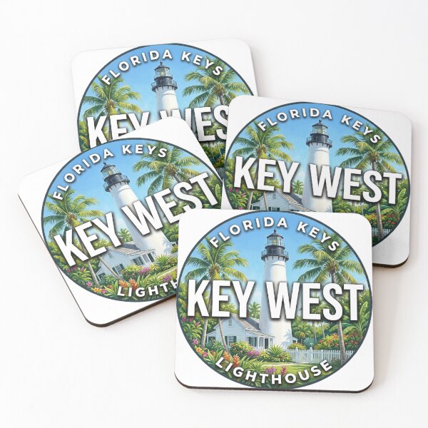 Item preview, Key West Lighthouse Florida Conch Cottage Round Badge Sticker designed and sold by DetourDgn.