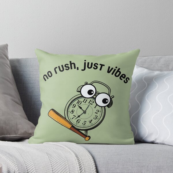 Item preview, No Rush Just Vibes Funny Alarm Clock Retro Humor Design designed and sold by tinkeybabes.