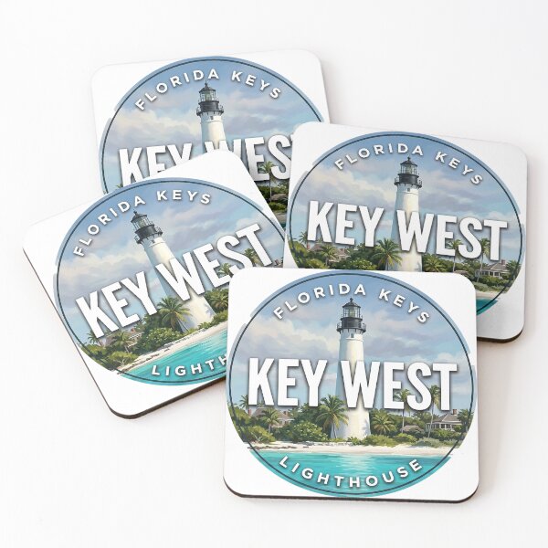 Item preview, Key West Lighthouse Florida Turquoise Sea Round Badge Sticker designed and sold by DetourDgn.