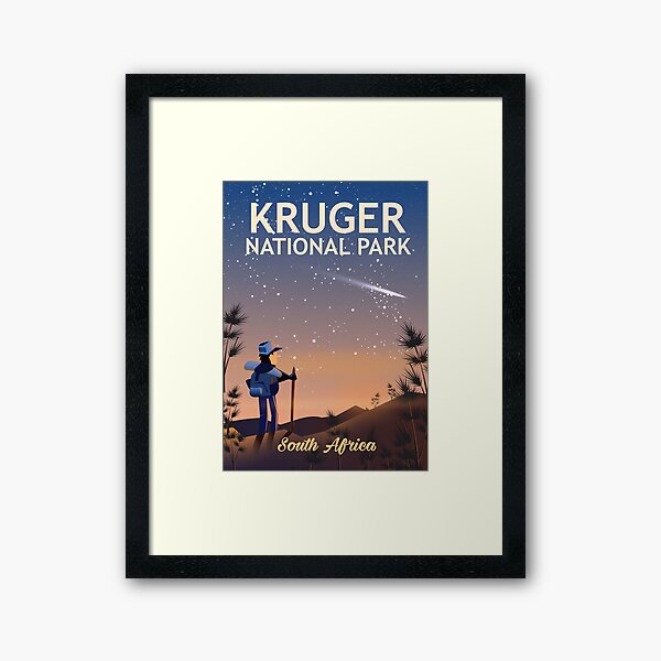 Kruger National Park South Africa Travel poster. Framed Art Print