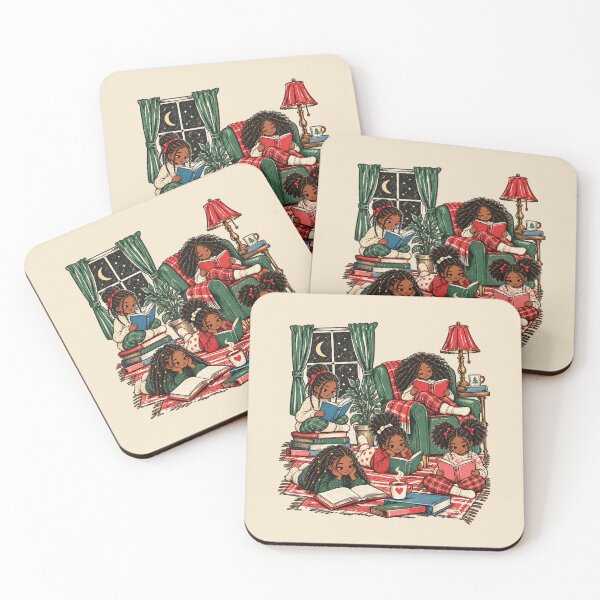 Item preview, Black Girls Reading Vintage Storybook Cozy Christmas Scene designed and sold by AmiGraph.