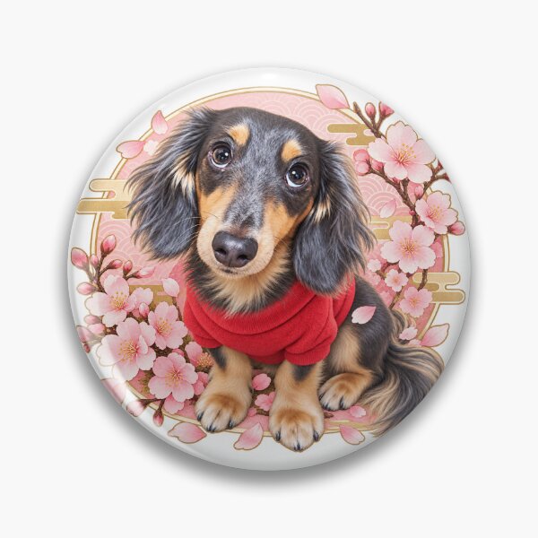 Item preview, Luná the Miniature Dachshund with Spring Cherry Blossoms designed and sold by LunaDogStudio.