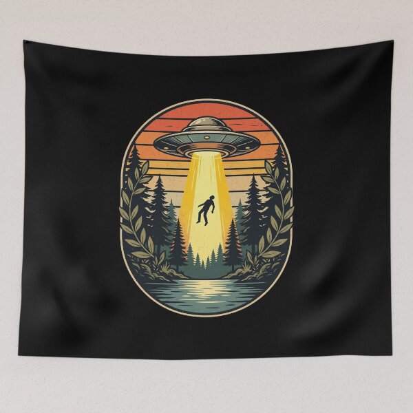 Item preview, Vintage Alien Abduction UFO Sunset designed and sold by DariaOltes.