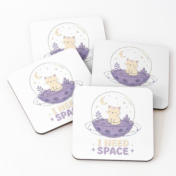 Item preview, I Need Space Cat – Cute Introvert Cat Art, Celestial Moon Cat & Kawaii Space Lover Gift designed and sold by dreamz-world.