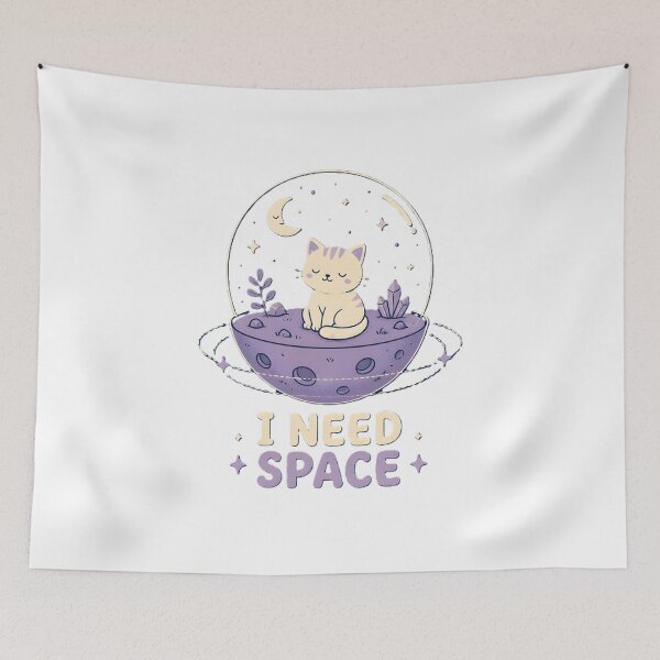 Item preview, I Need Space Cat – Cute Introvert Cat Art, Celestial Moon Cat & Kawaii Space Lover Gift designed and sold by dreamz-world.