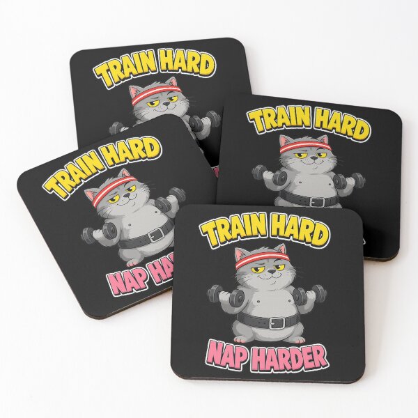 Item preview, Train Hard Nap Harder Funny Gym Cat Fitness Motivation Design designed and sold by StrongEveryDayStore.