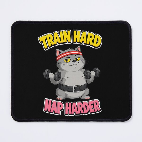 Item preview, Train Hard Nap Harder Funny Gym Cat Fitness Motivation Design designed and sold by StrongEveryDayStore.
