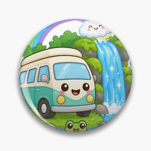Item preview, Cute Camper Van Waterfall Rainbow Frog designed and sold by porchswings.