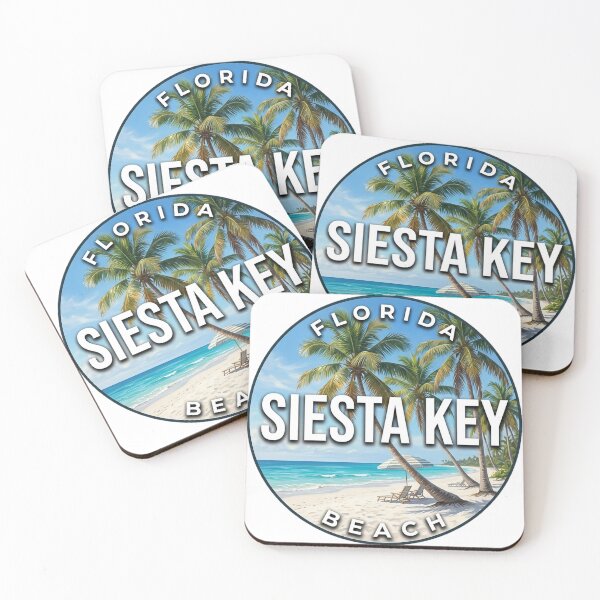 Item preview, Siesta Key Florida Palm Shore Round Badge Sticker designed and sold by DetourDgn.