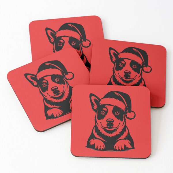 Item preview, Australian Cattle Dog in Santa Hat designed and sold by theartfulaspie.