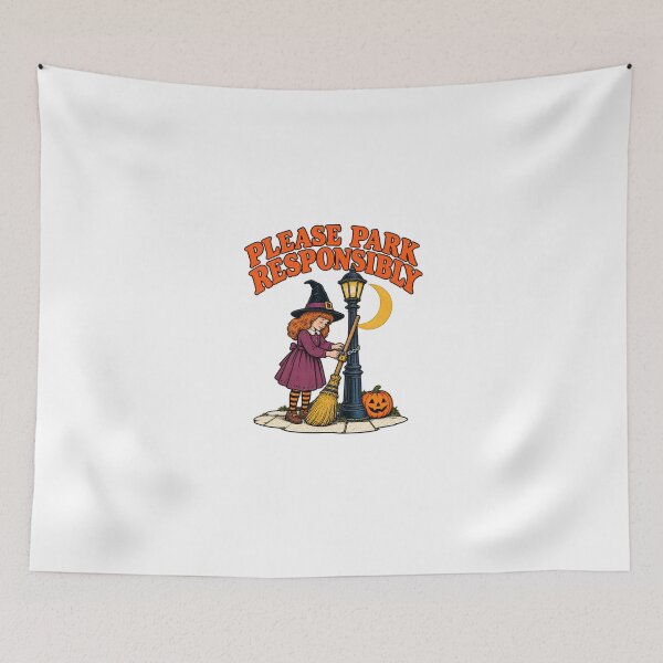 Item preview, Please Park Responsibly Halloween Witch Broom designed and sold by Pixdot.