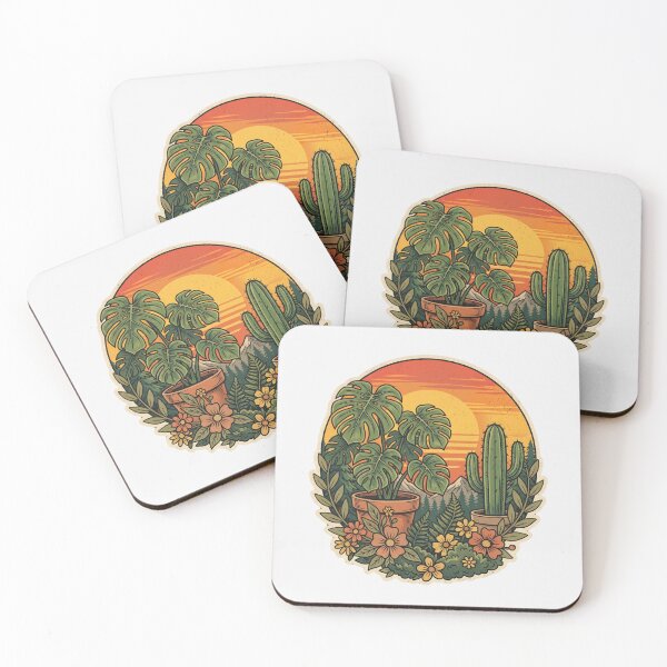 Item preview, Retro Monstera Cactus Sunset Botanical Art designed and sold by DariaOltes.