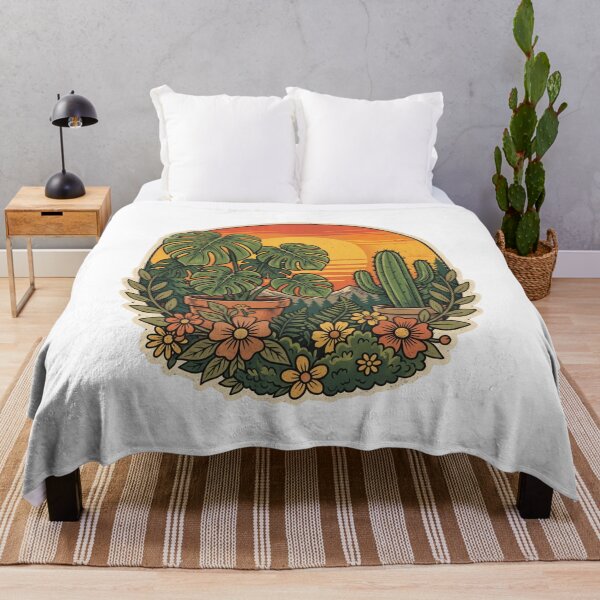 Item preview, Retro Monstera Cactus Sunset Botanical Art designed and sold by DariaOltes.