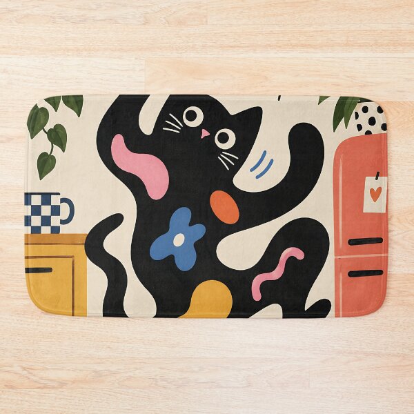 Item preview, Dancing Black Cat in Retro Kitchen - Funny Disco Cat Wall Art designed and sold by artswag.