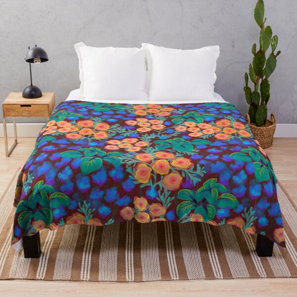 Item preview, My Garden - Cornflowers Marigolds Basil / XL / Vibrant blue green orange designed and sold by Elisa Moriconi.