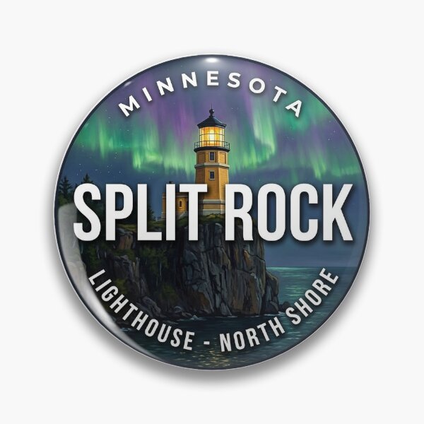 Item preview, Split Rock Lighthouse Minnesota Northern Lights Round Badge Sticker designed and sold by DetourDgn.