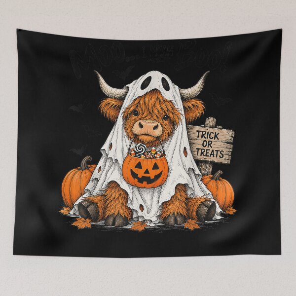 Item preview, Highland Cow Halloween Ghost Moo I Mean Boo Funny Cow Humor designed and sold by Suzu Comena.
