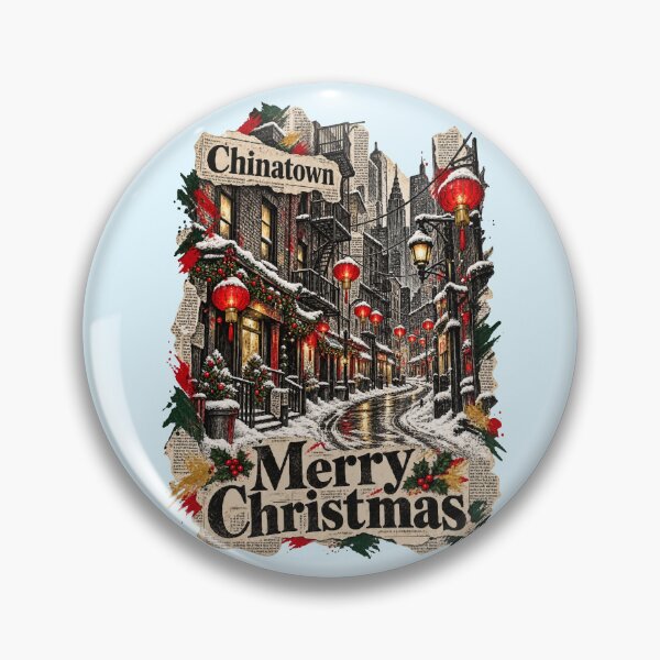 Item preview, Chinatown celebrates Christmas amidst lanterns, snow, and ink designed and sold by Honu2025.